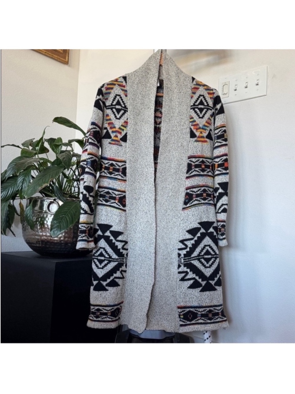 Anthropologie Northern Angel Knit Sweater Duster Cardigan Sz S Aztec Tribal